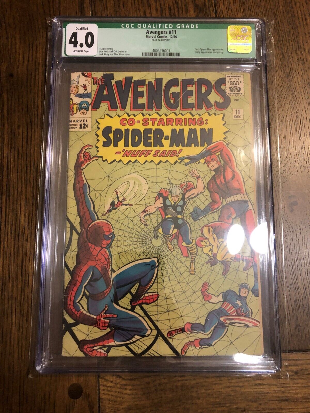 Avengers 11 2nd App of Kang Early SpiderMan App 1964 CGC 40