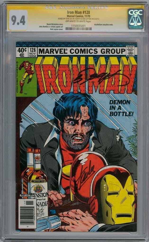 IRON MAN 128 1979 CGC 94 Signed by STAN LEE and BOB LAYTON