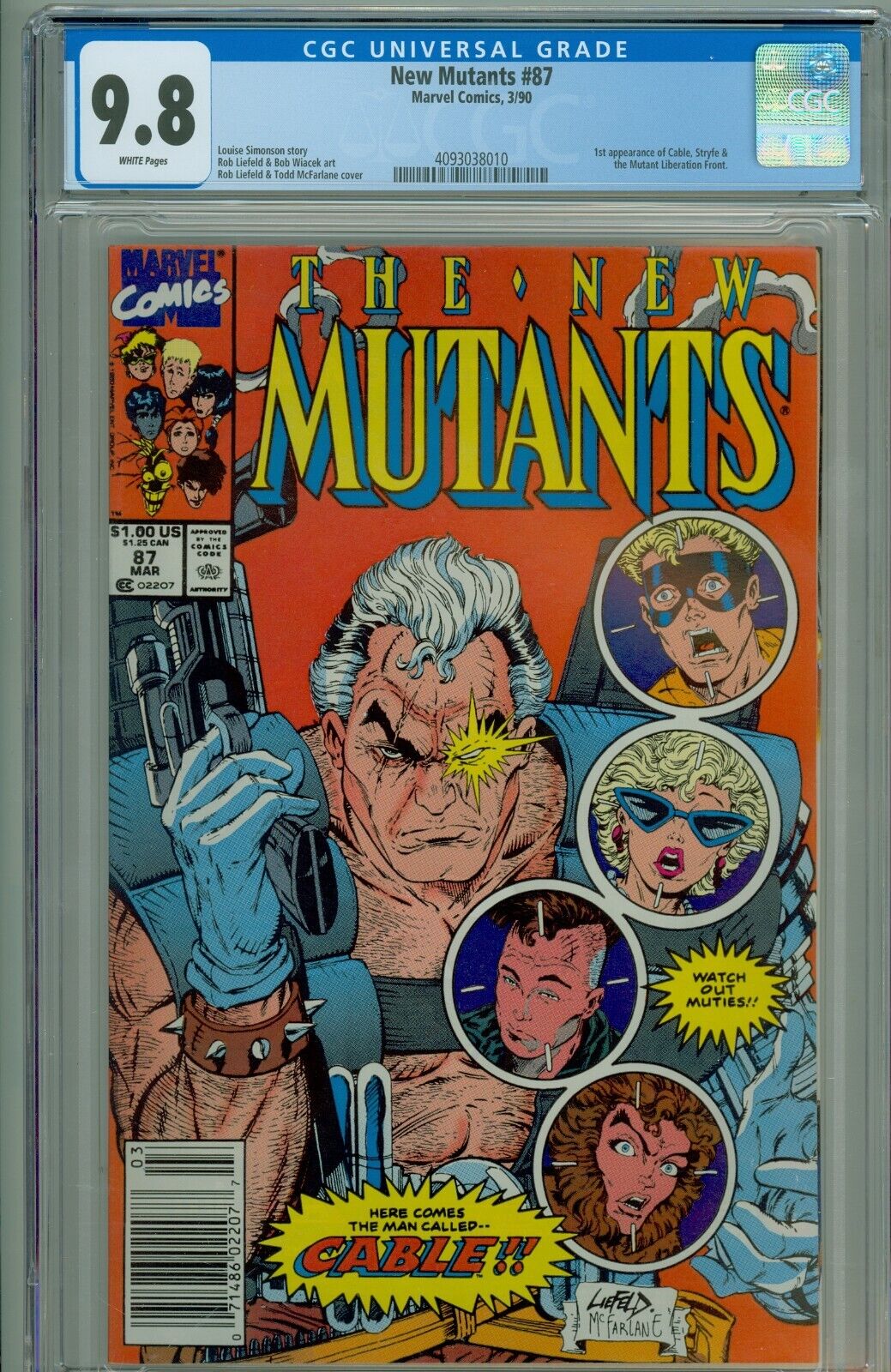 New Mutants 87 CGC 98 NEWSSTAND WHITE Pages 1st Appearance Cable  HTF Rare 98