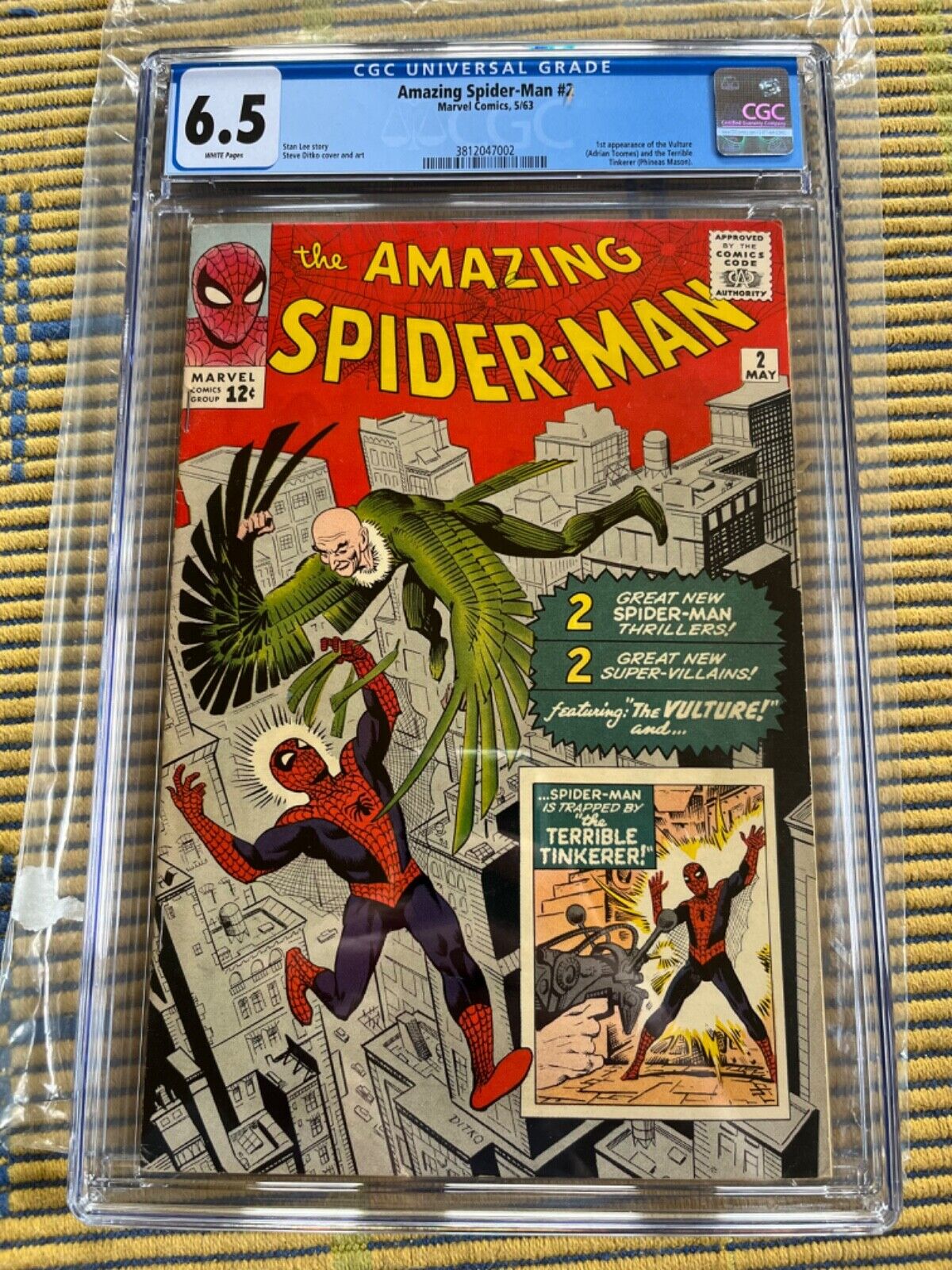 AMAZING SPIDERMAN 2 CGC 65 WHITE PAGES 1ST VULTURE NEVER PRESSED OR CLEANED