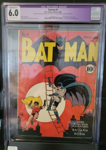 Batman 4 1940 CGC 60 Restored Minor 4th Joker NO RESERVE Golden Age BATMAN