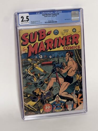 Timely Comics SubMariner Comics 5 CGC 25 1942 WWII Golden Age Classic Namor