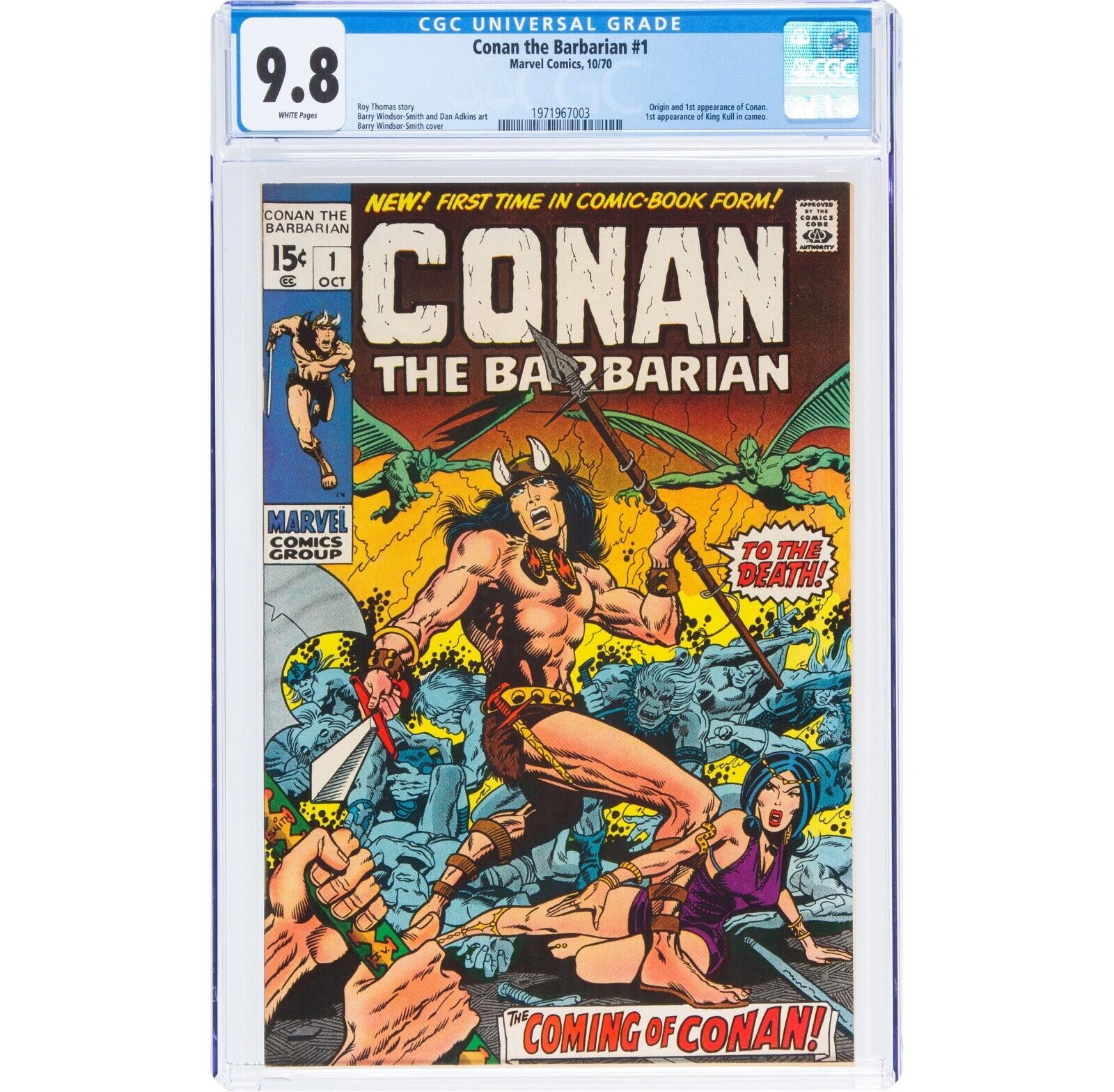 Conan the Barbarian 1 Marvel 1970 CGC NMMT 98 White pages