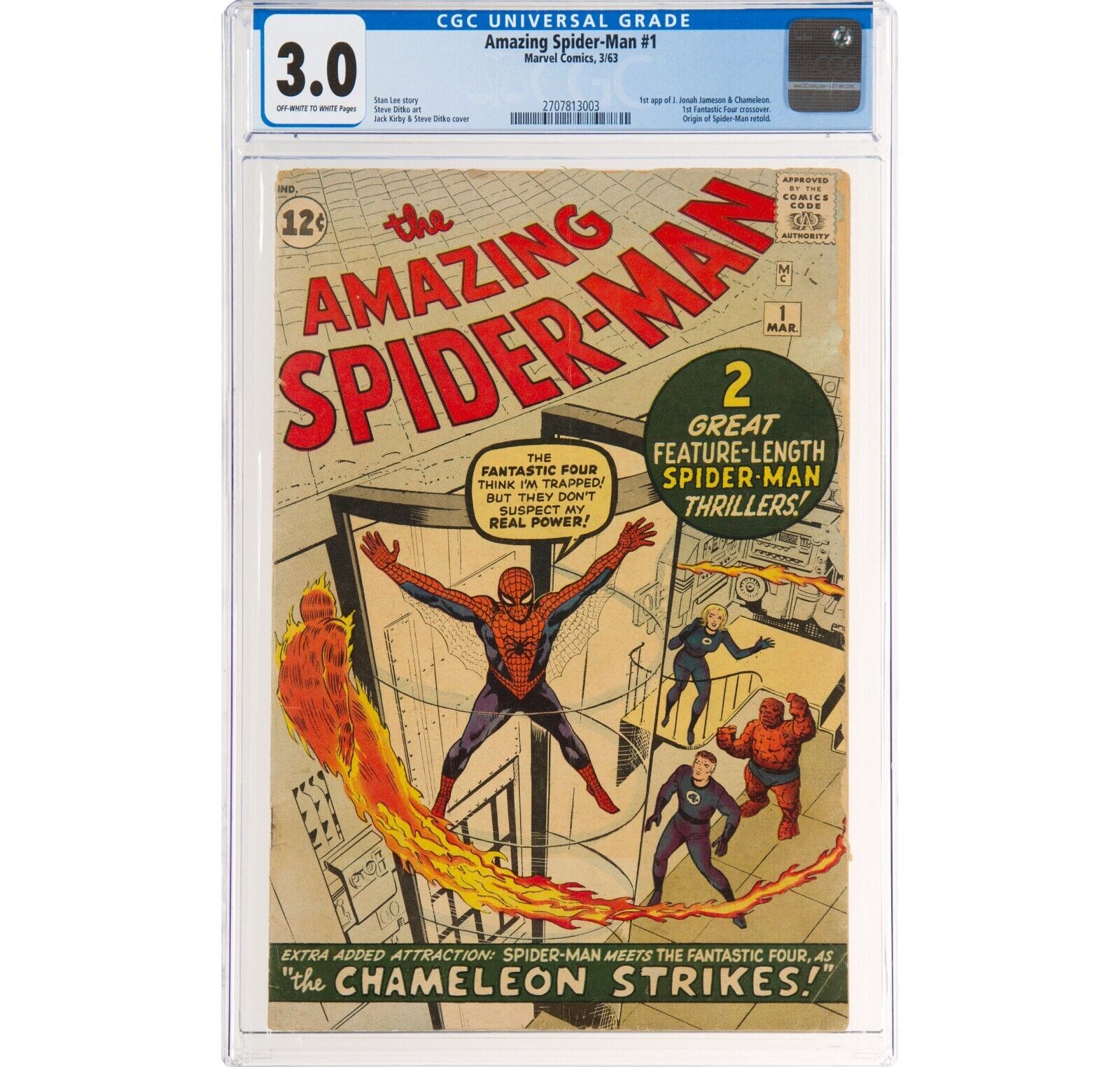 The Amazing SpiderMan 1 Marvel 1963 CGC GDVG 30 Offwhite to white pages
