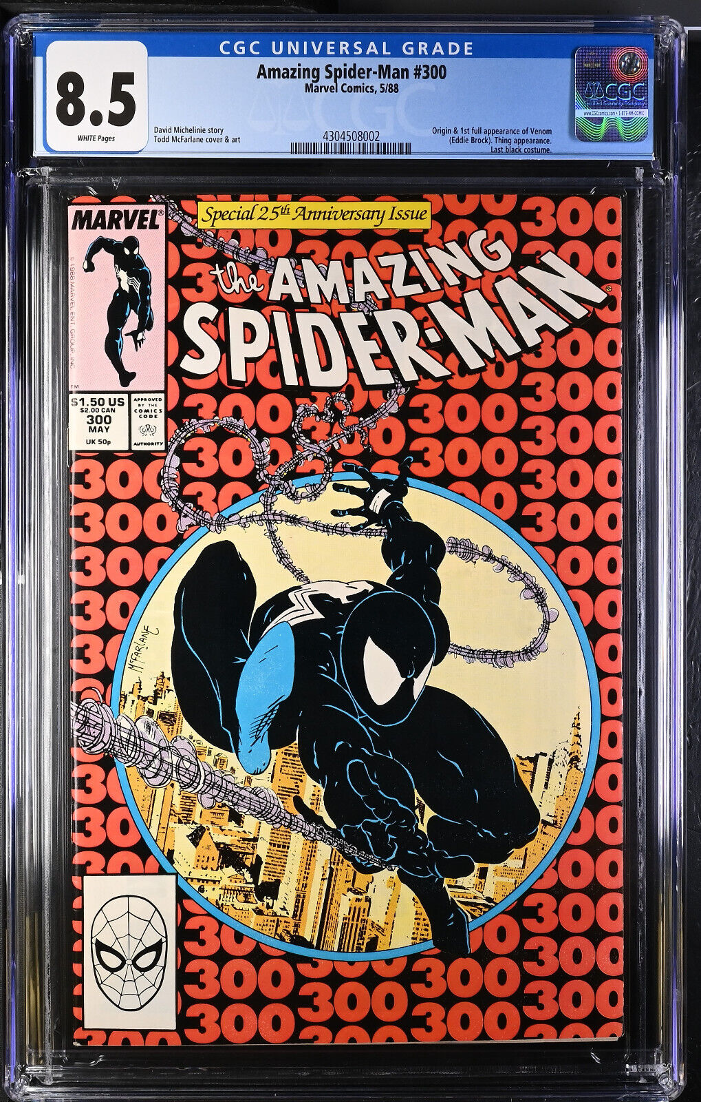 Amazing SpiderMan 300 CGC 85 White Venom Todd McFarlane Anniversary Black MJ