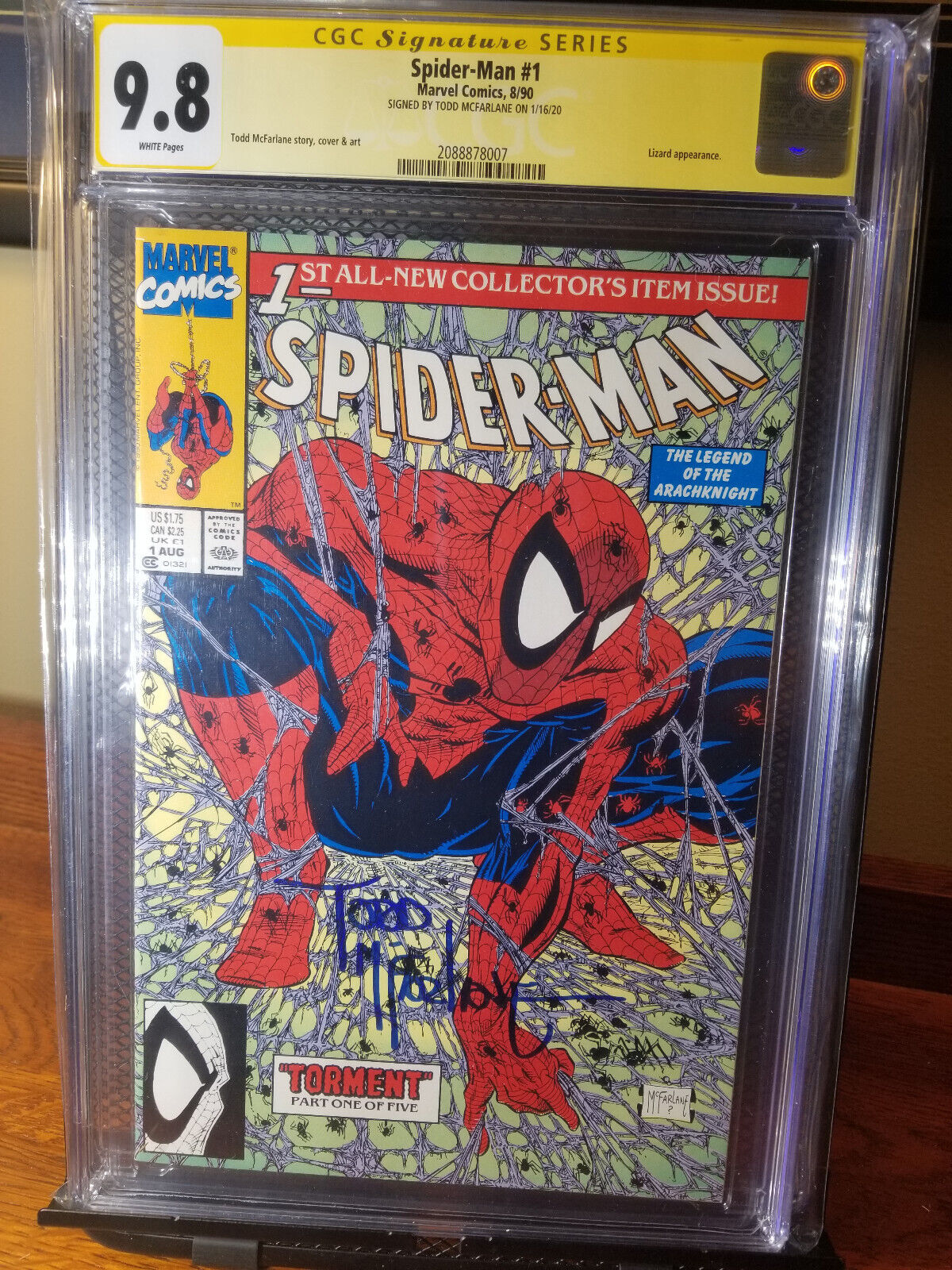 SpiderMan 1 CGC 98 Todd McFarlane Signed Signature Lizard 1990 Arachknight