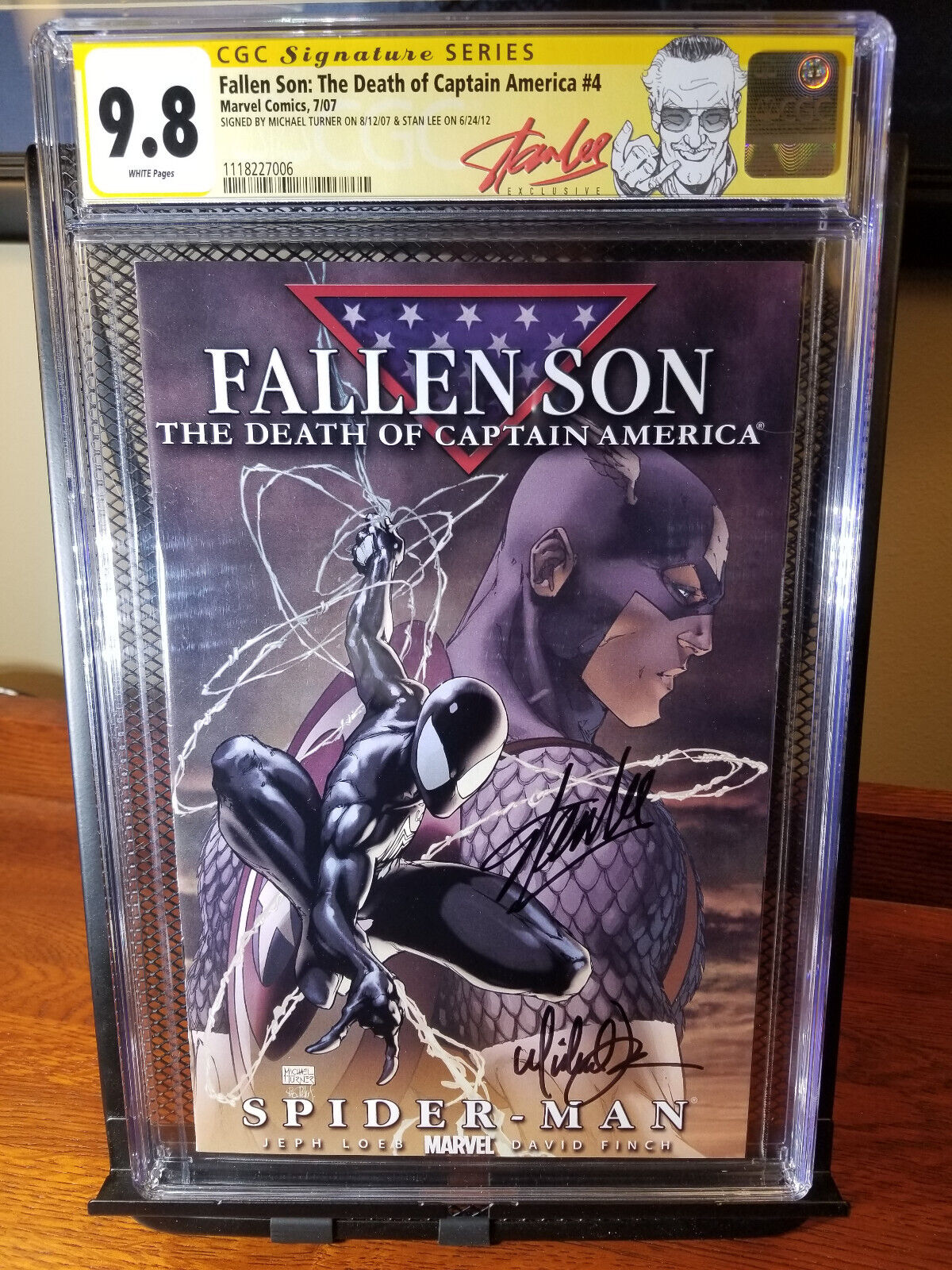 Stan Lee Signed CGC 98 SpiderMan Red Label Fallen Son 4 Captain America Turner