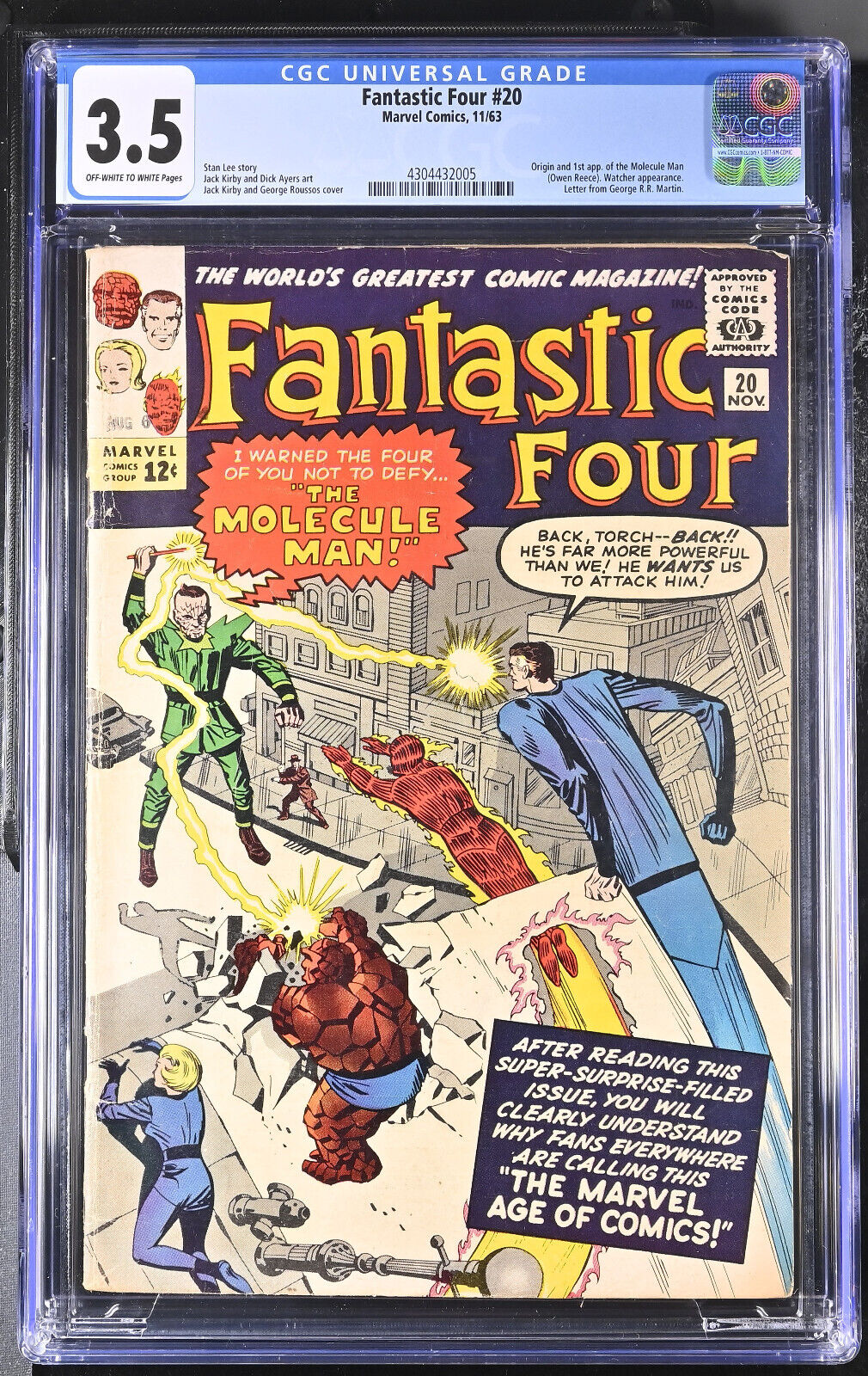 Fantastic Four 20 CGC 35 Jack Kirby Stan Lee Molecular Man 1963 Marvel Age 12c