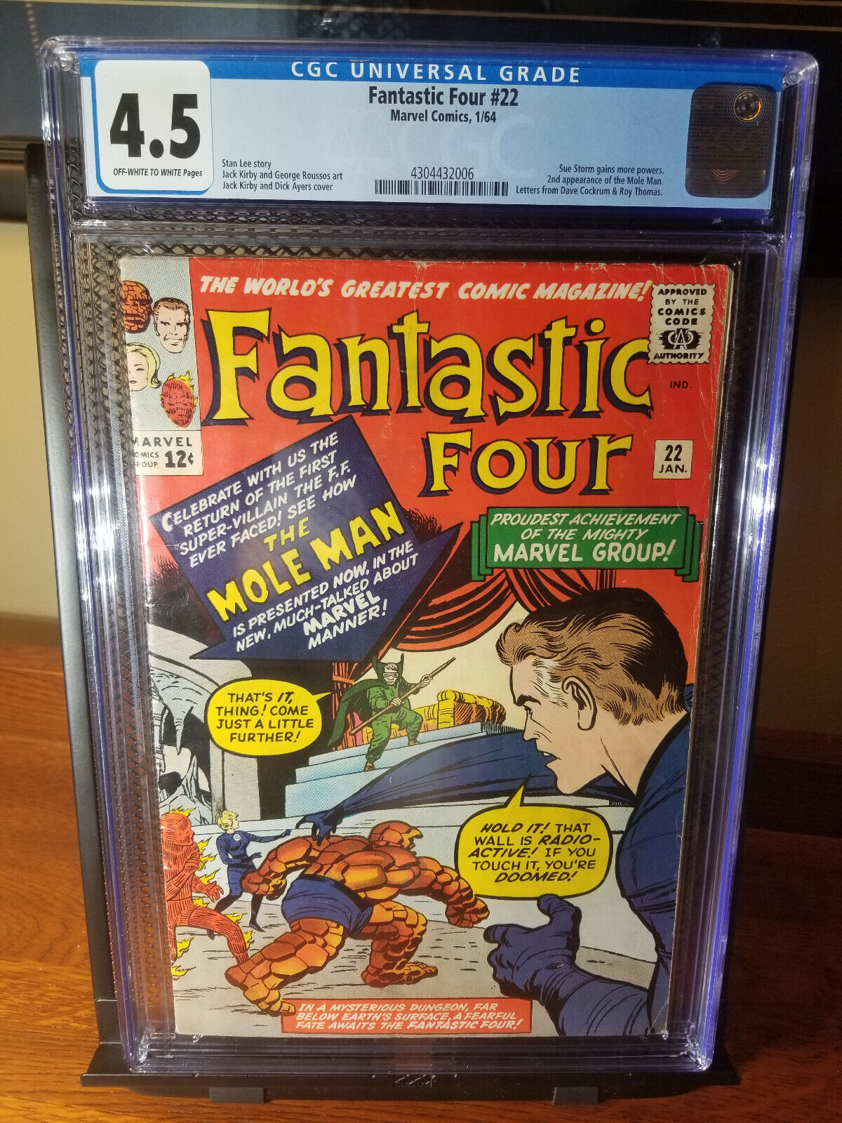 Fantastic Four 22 CGC 45 Stan Lee Jack Kirby 1964 Sue Storm Powers Mole Man