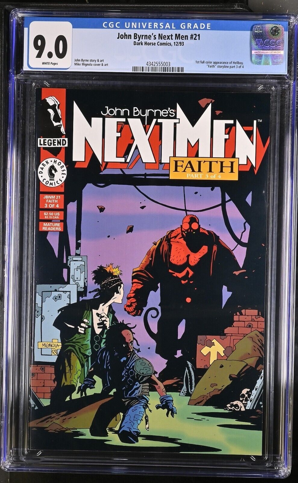 CGC 90 John Byrnes Next Men  21 First Full Appearance of Hellboy MAJOR KEY