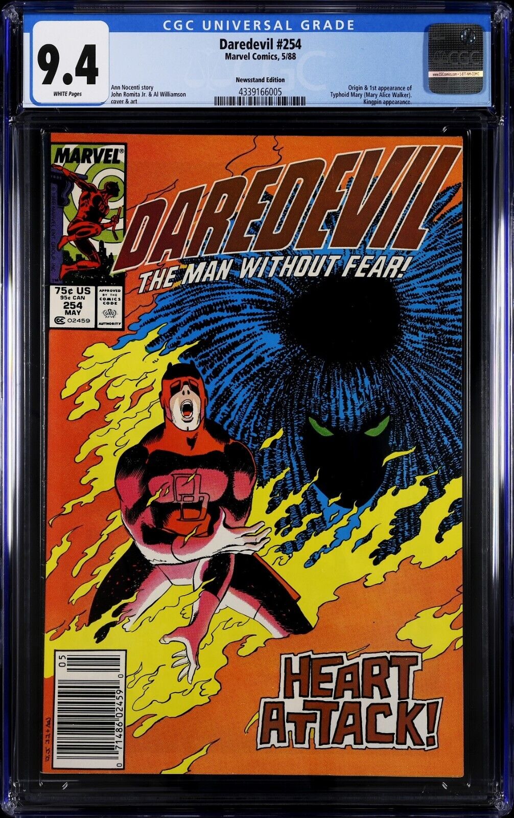 CGC 94 Daredevil  254 RARE Newsstand Variant First Appearance of Typhoid Mary