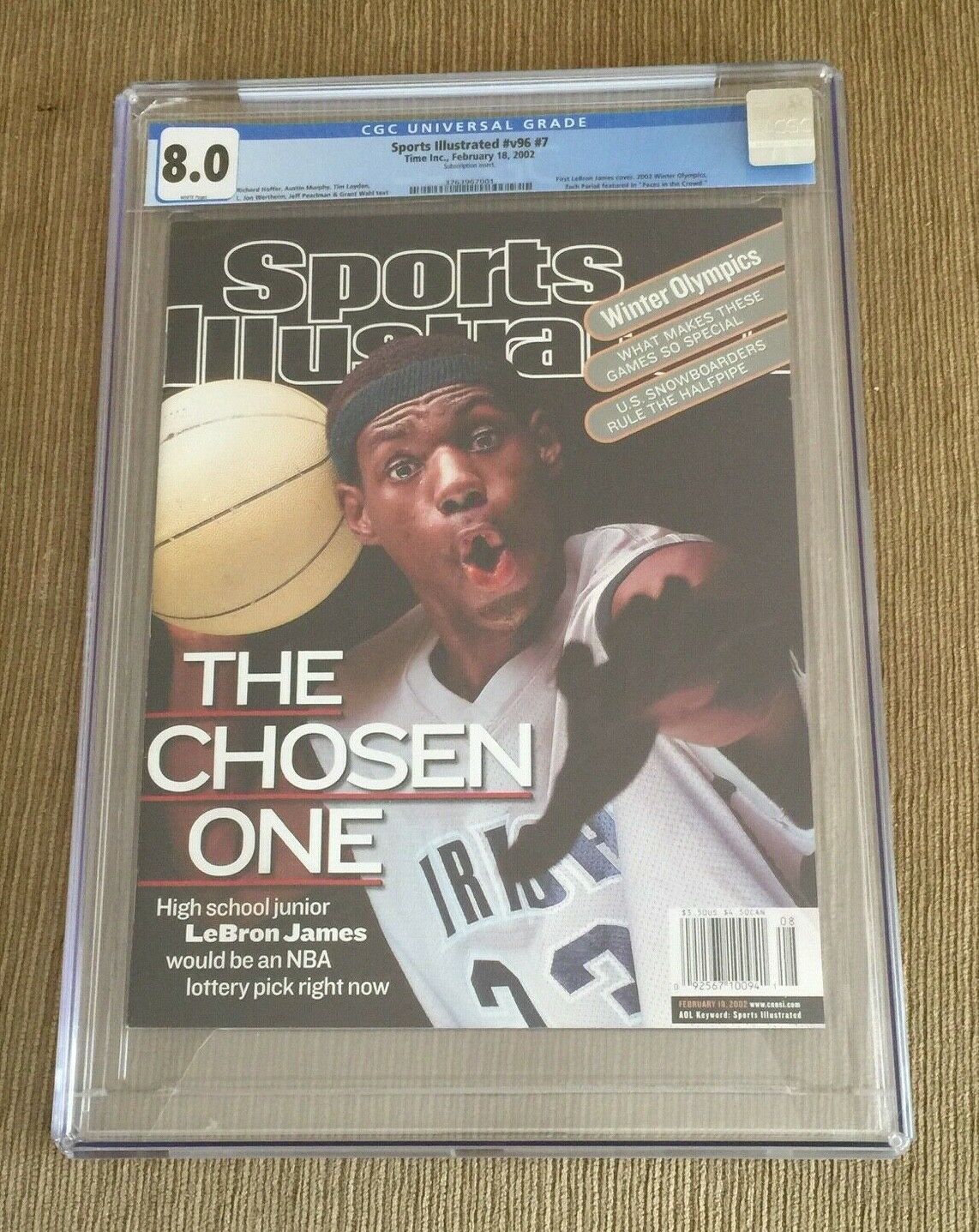 February 18 2002 LeBron James 1st RC Sports Illustrated  Newsstand CGC 80