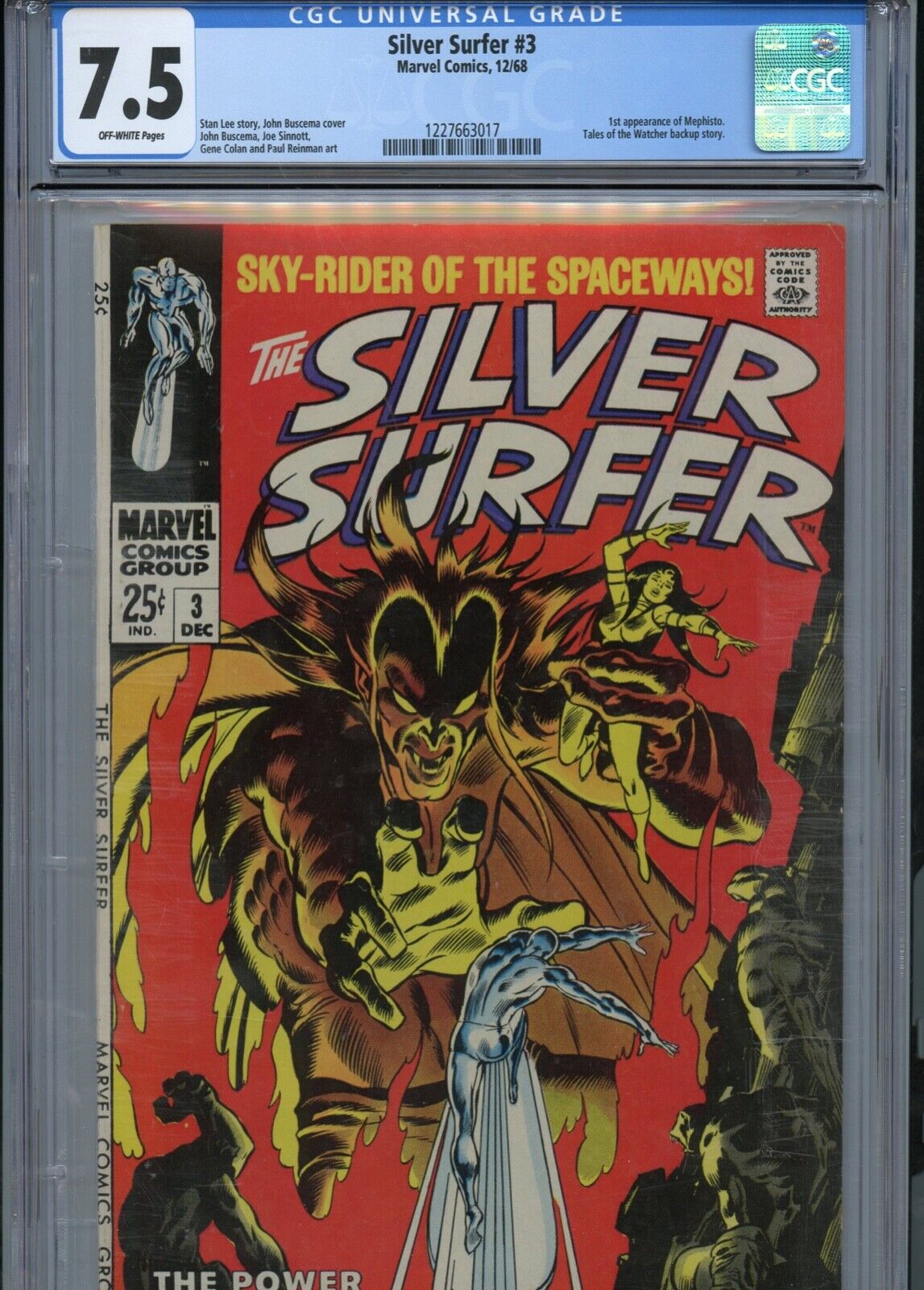 SILVER SURFER  3 CGC 75 Universal Grade Marvel 1968 1st Mephisto