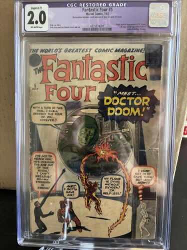Fantastic Four 5  CGC 20  1st Dr Doom RESTORED