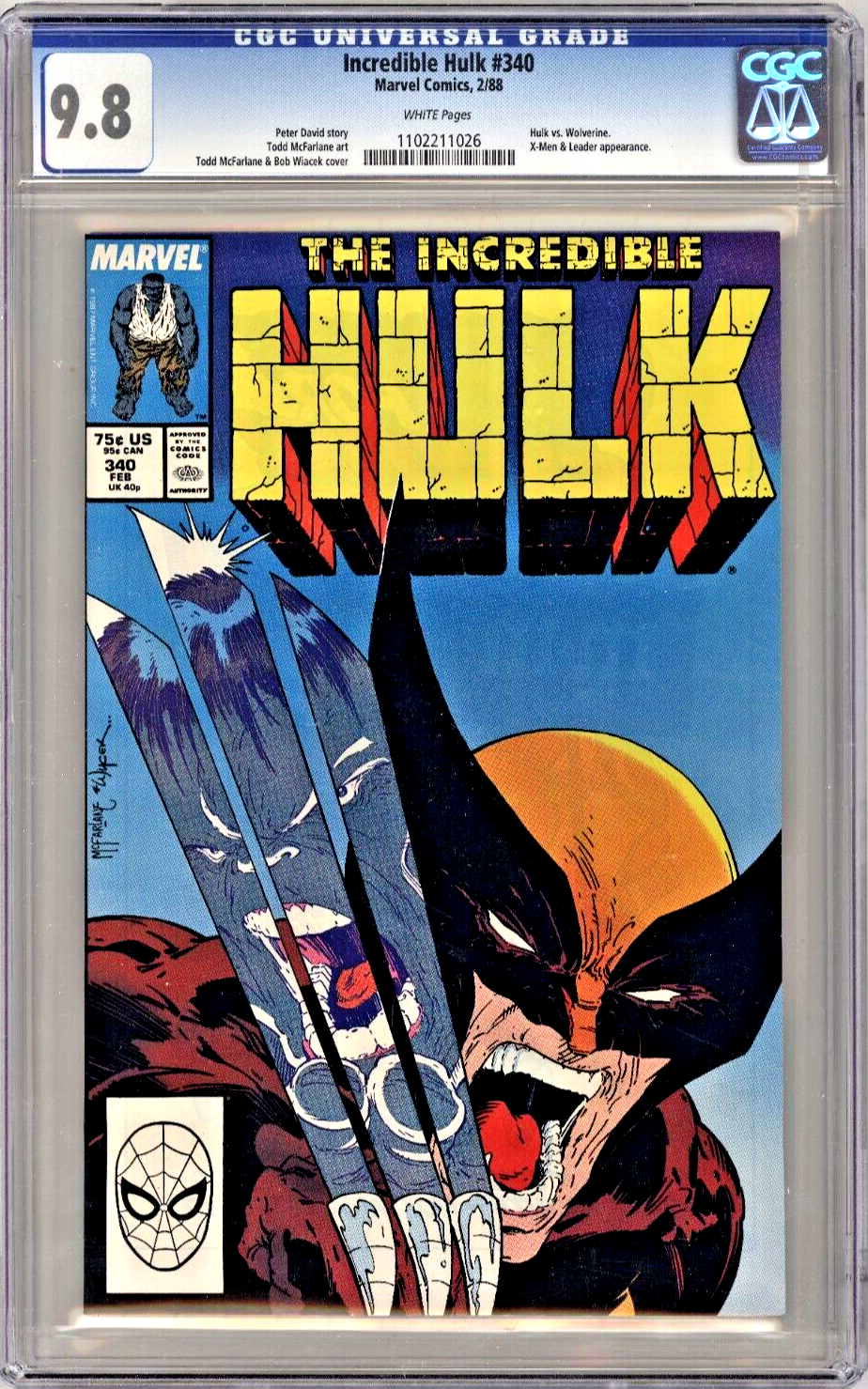 1988 MARVEL  INCREDIBLE HULK 340 CGC 98 WOLVERINE TODD MCFARLANE PETER DAVID