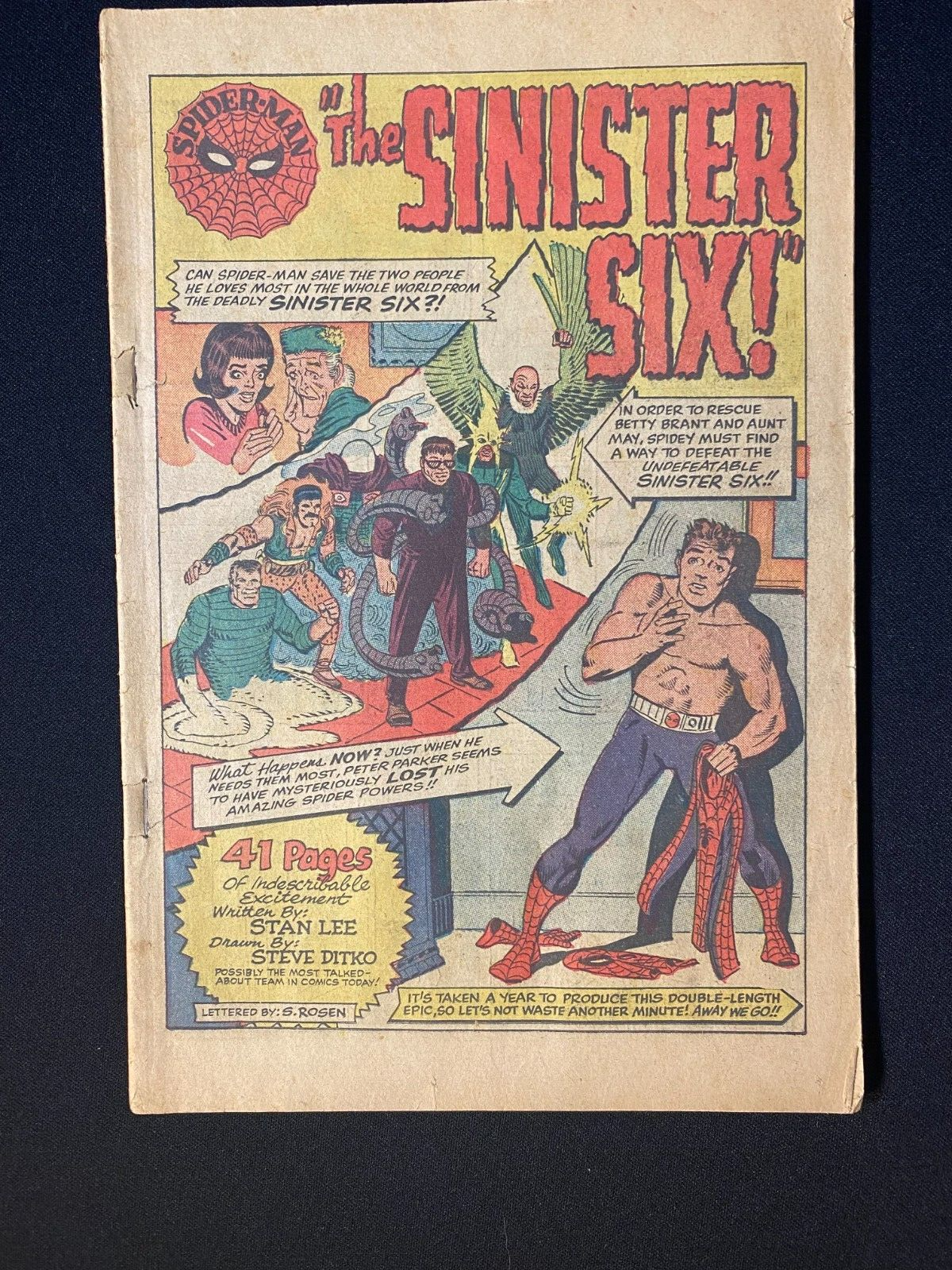 THE AMAZING SPIDERMAN THE SINISTER SIX  UNGRADED NUMBER 1 1964 Missing Cover