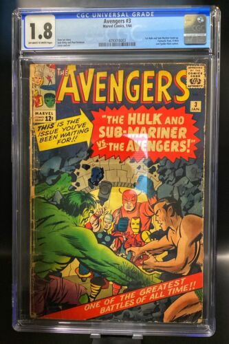 AVENGERS 3 CGC 18 Marvel Comics 1964