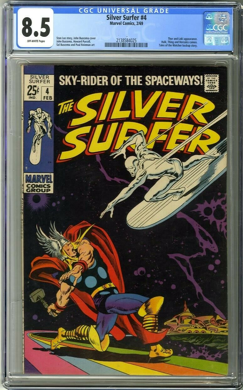 Silver Surfer 4 1969 CGC 85 OffWhite Pages Thor and Loki appearance