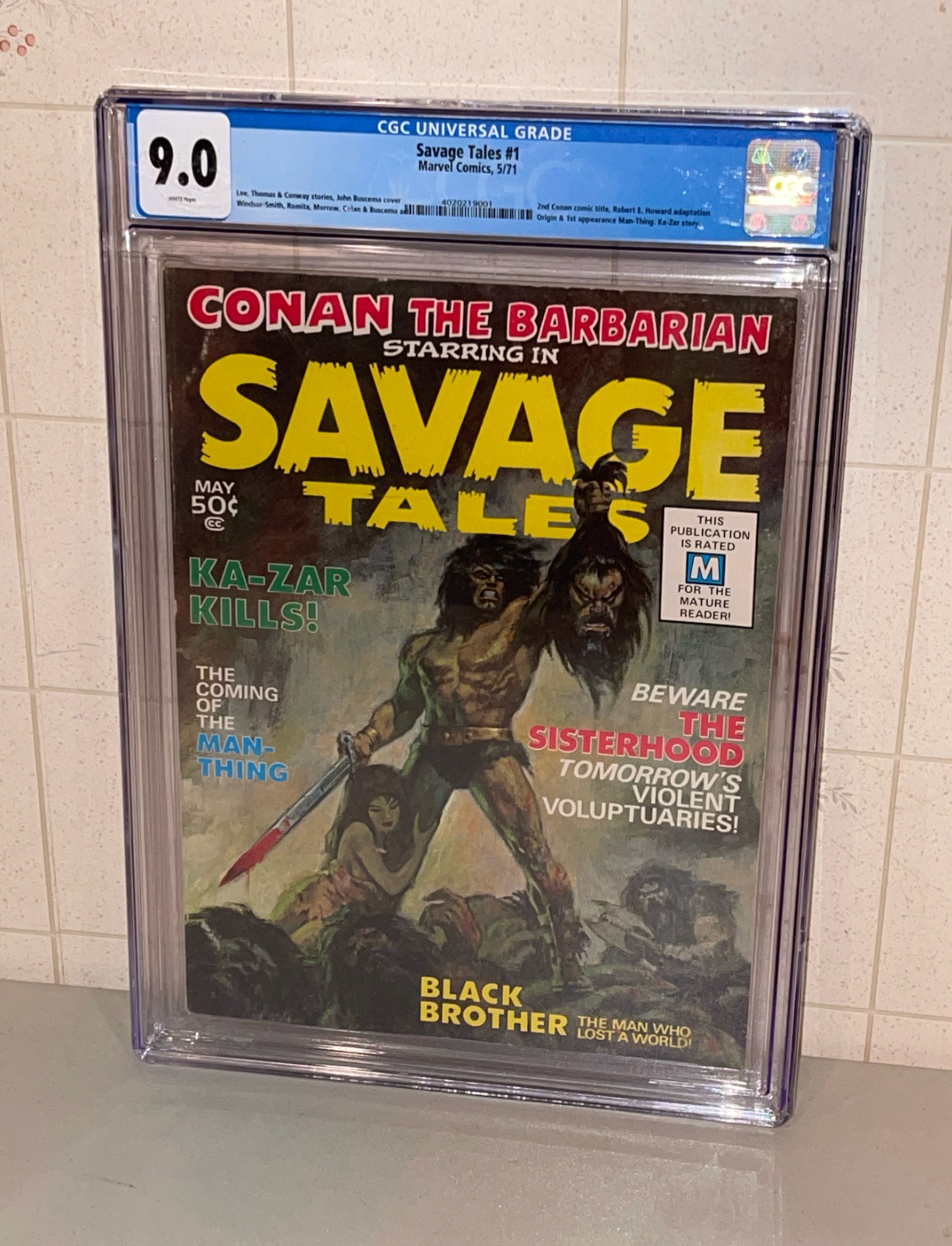 Savage Tales 1 Cracked Slab Conan the Barbarian Marvel Magazine 1971 CGC 90