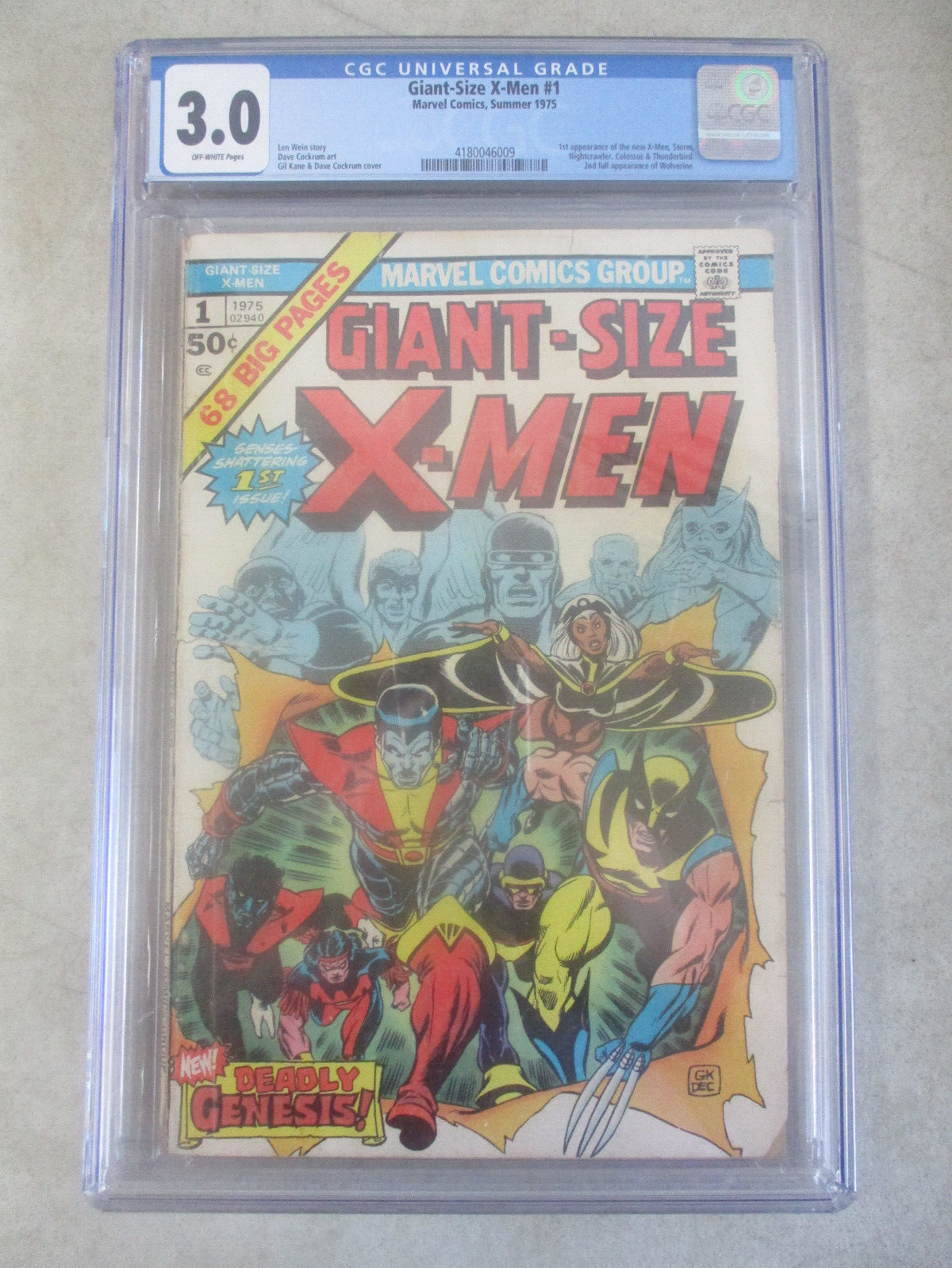 MARVEL COMICS SUMMER 1975 GIANT SIZE XMEN 1 CGC GRADED 30