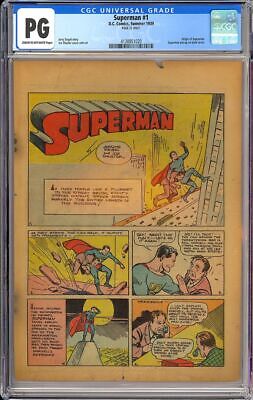 Superman 1 Golden Age Classic Origin Vintage DC Superhero Comic 1939 CGC PG 10