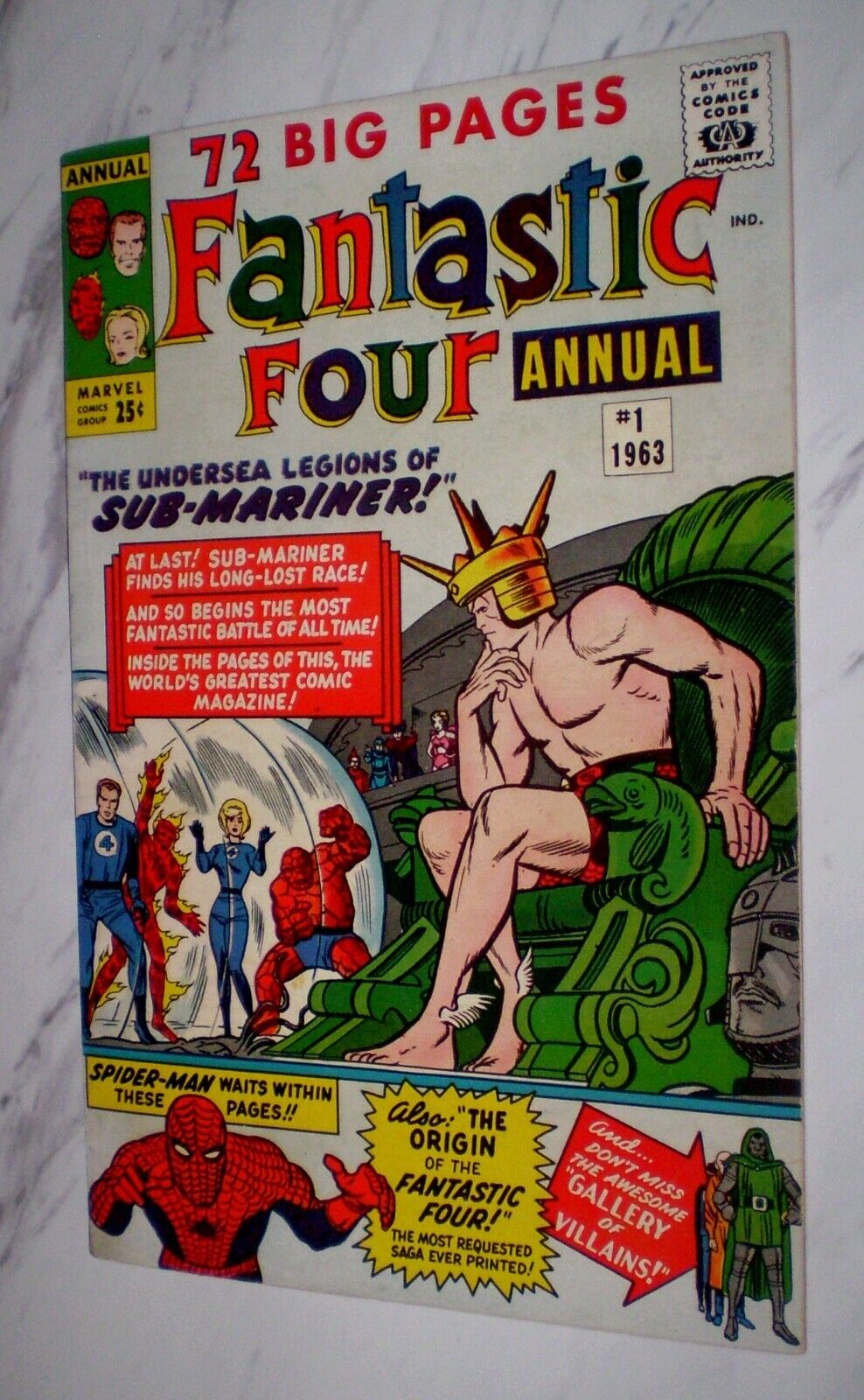 Fantastic Four Annual 1 VF 85 OW 1963 Marvel Early Spiderman and SubMariner