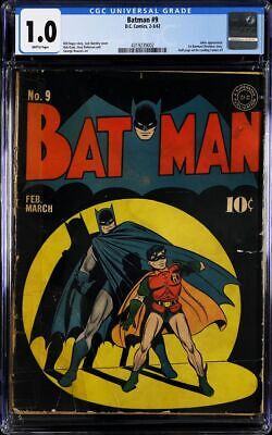 Batman 9 Unrestored Early Golden Age Superhero Vintage DC Comic 1942 CGC 10