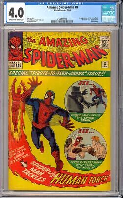 Amazing SpiderMan 8 Silver Age Ditko Kirby Superhero Marvel Comic 1964 CGC 40