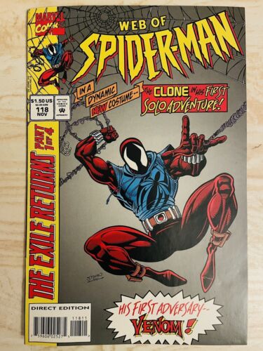 Web Of SpiderMan 118 Marvel Comics 1994 1st Scarlet Spider vs Venom VF