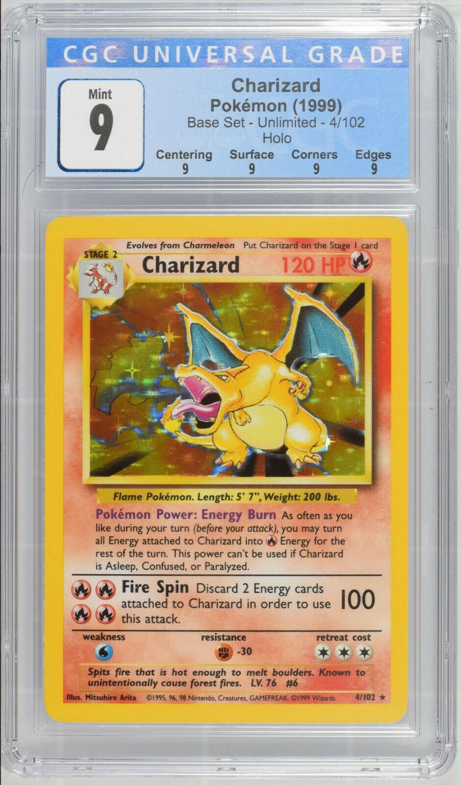 CGC 9 1999 Pokemon Base Set Charizard 4102 Holo Rare Mint  PSA BGS WOTC