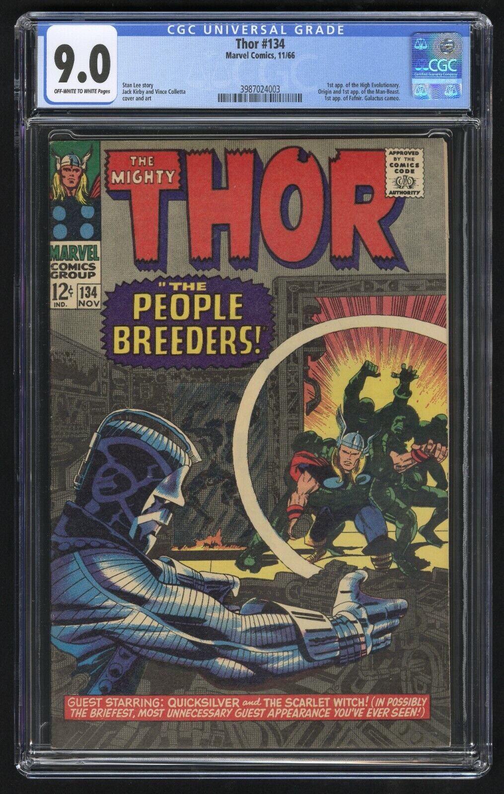 Thor 134 CGC 90 Marvel 1166 1st appearance of the High Evolutionary