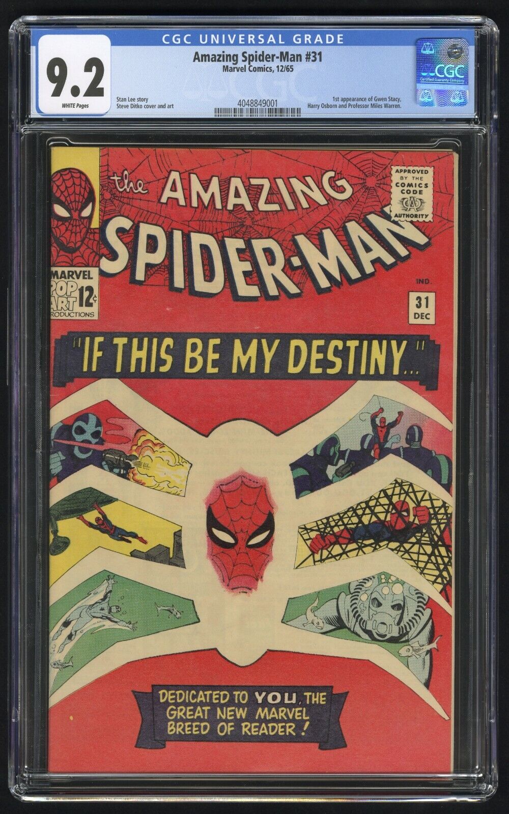 Amazing SpiderMan 31 CGC 92 White Pages Marvel 1265 1st app Gwen Stacy