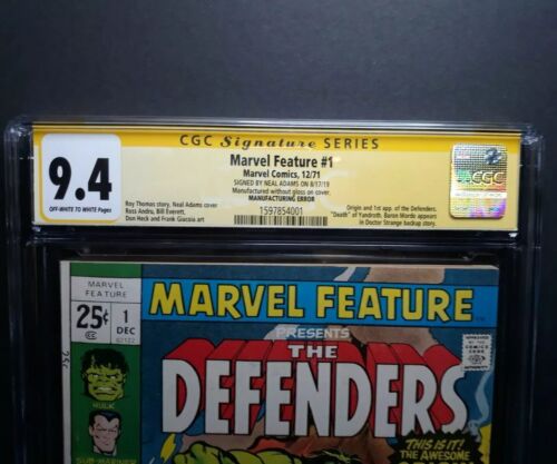 MARVEL FEATURE 1 CGC 94 SS ERROR 1st  Defenders 1971  Neal Adams cover RARE NM