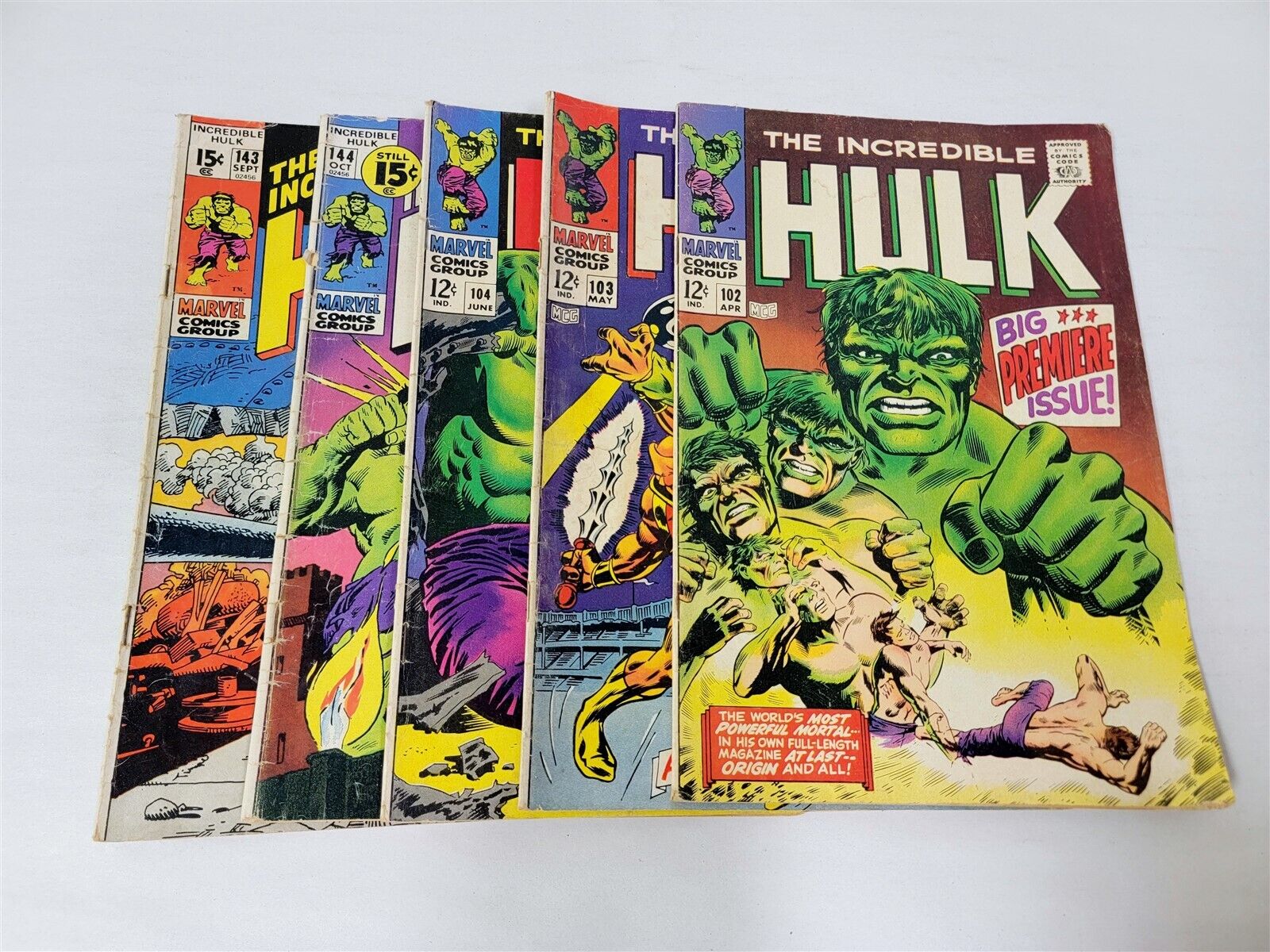 J271 SILVER AGE MARVEL COMICS THE INCREDIBLE HULK  102 103 104 143 144 