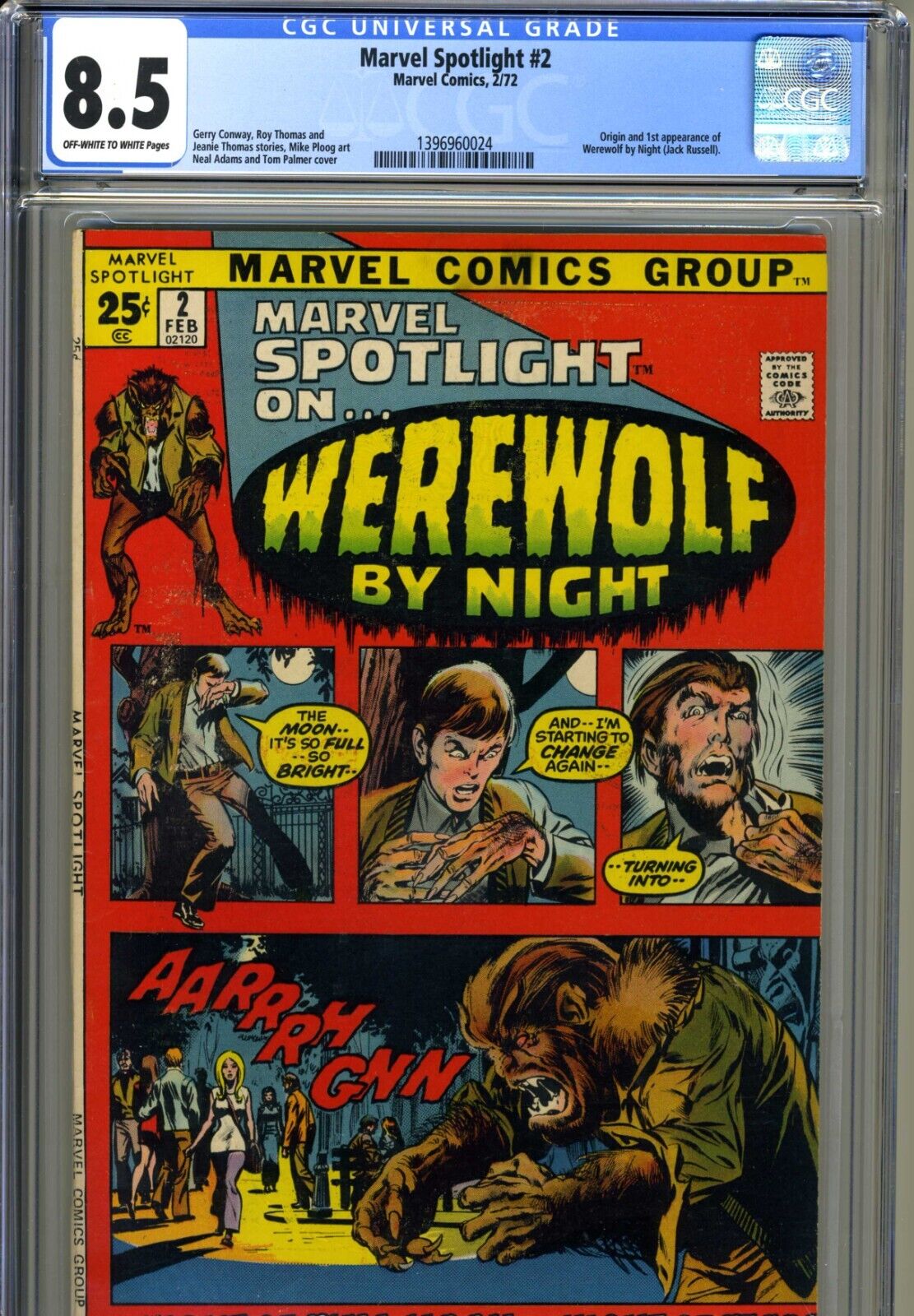 Marvel Spotlight 2 CGC 85 VF 1st appearance of Werewolf by Night