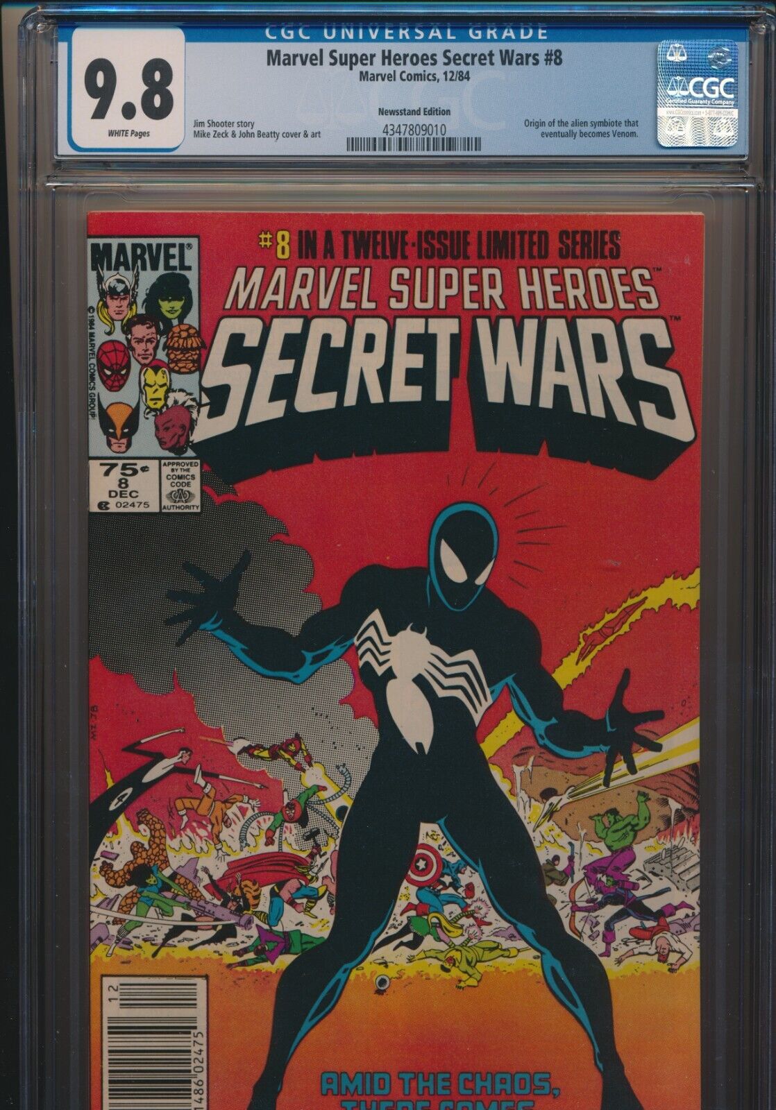 MARVEL COMICS SUPER HEROES SECRET WARS 8 CGC 98 1984 NEWSSTAND SYMBIOTE ORIGIN