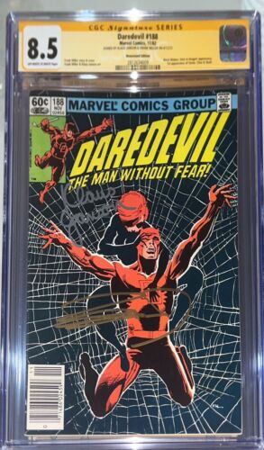 Daredevil 188 Newsstand Ed CGC SS 85 Signed by Klaus Janson  Frank Miller HP