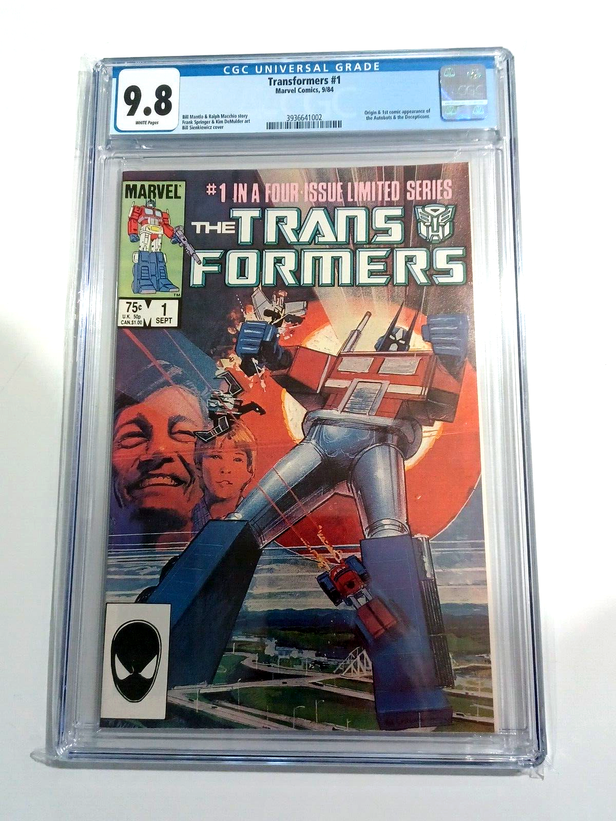 Transformers 1 CGC 98 1984 Marvel Comics WHITE PAGES NO RESERVE 1st appearance