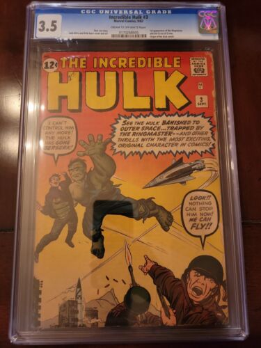 Incredible Hulk 3 CGC 35 jack kirby Marvel 1962 1st Ringmaster 