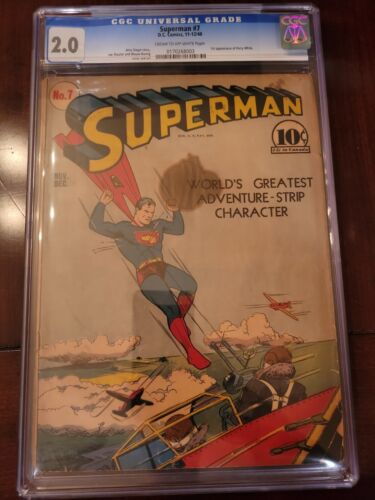 SUPERMAN 7 CGC 20 111240 1ST APP OF PERRY WHITE JERRY SIEGEL STORY DC
