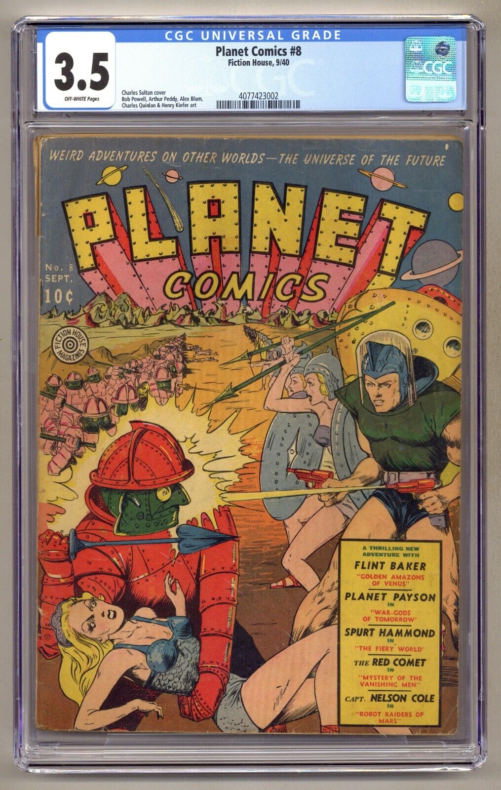 Planet Comics 8 CGC 35 Robot cover 1940 Fiction House J562