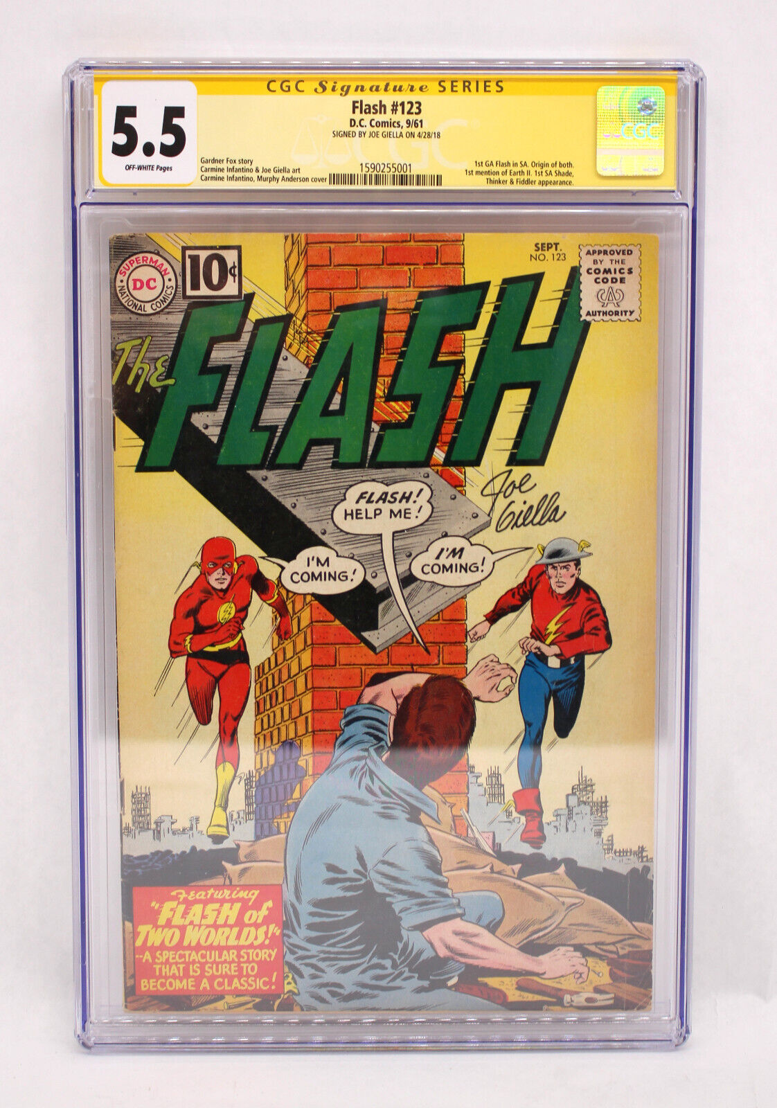 Flash 123 DC Comics 961 CGC 55 Signature Series Signed by Joe Giella