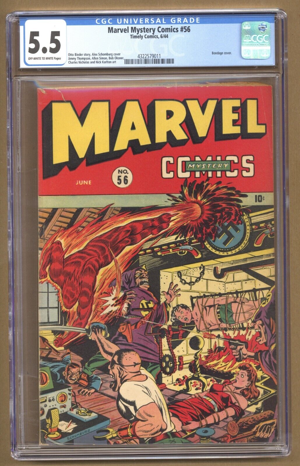 Marvel Mystery Comics 56 CGC 55 Bondage cover by Schomburg 1944 Timely T576