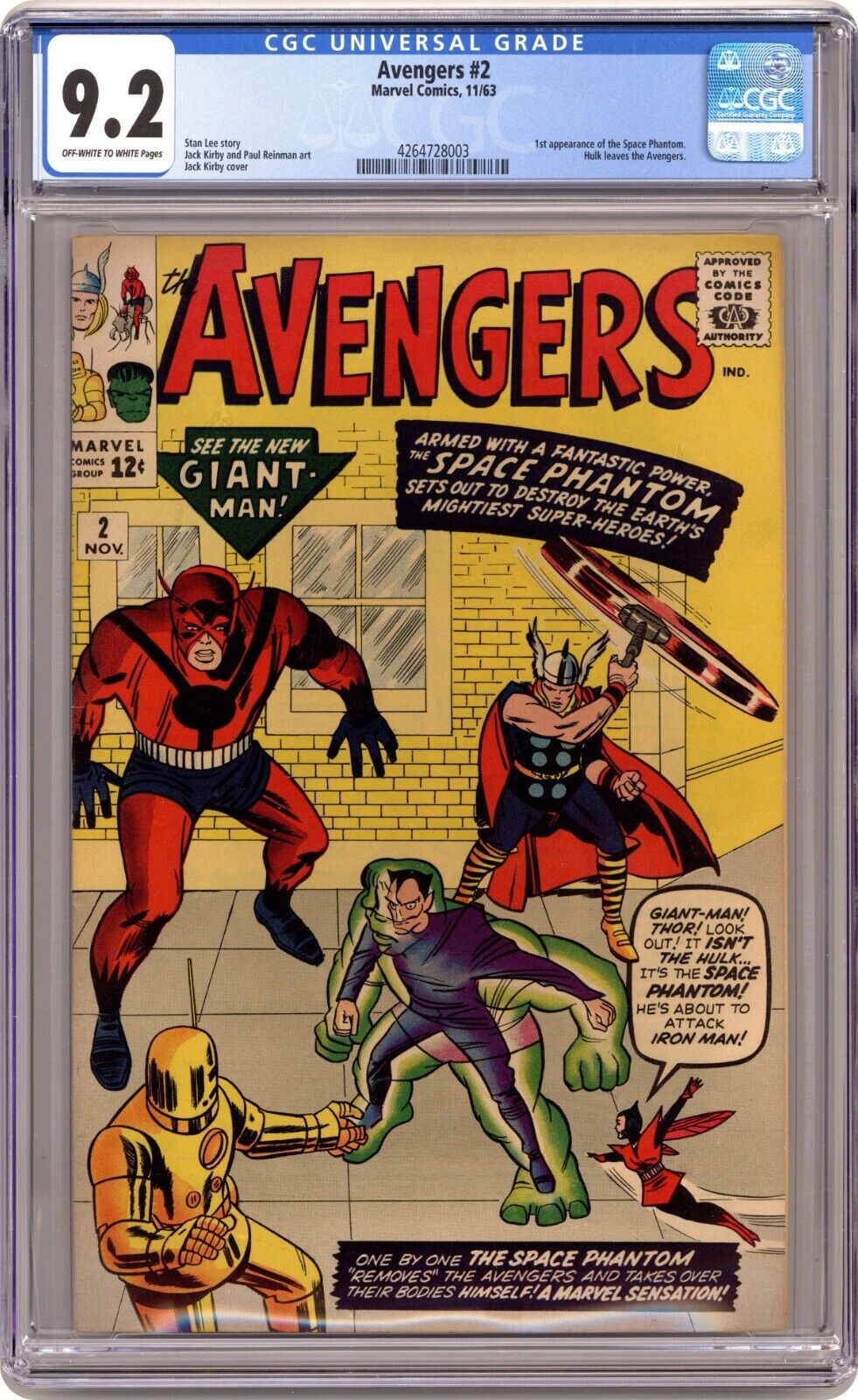 Avengers  2 CGC 92 1963 1st Series