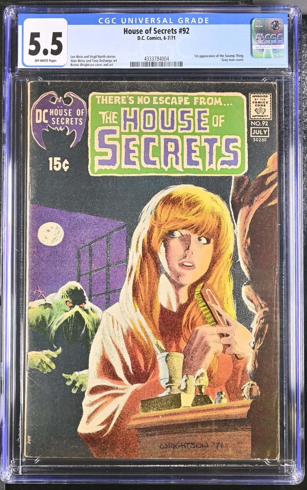 House of Secrets 92 CGC 55 1st appearance of Swamp Thing 1971 DC Comics U787
