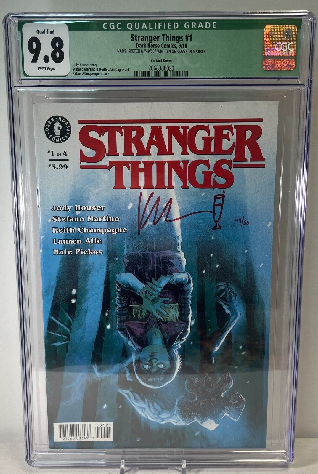 Stranger Things 1 Variant Cover Dark Horse 2018 CGC 98 Auto Keith Champagne