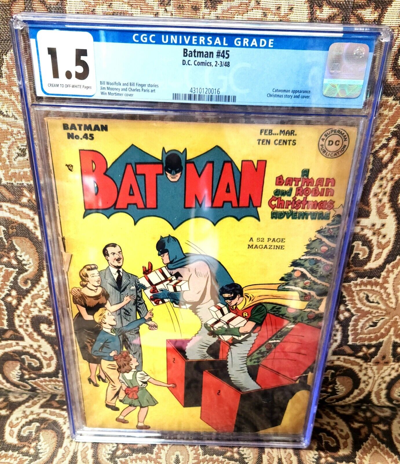 BATMAN 45 CGC 15 OWCREAM PGS CATWOMAN STORY CHRISTMAS COVER 1948 Golden Age 