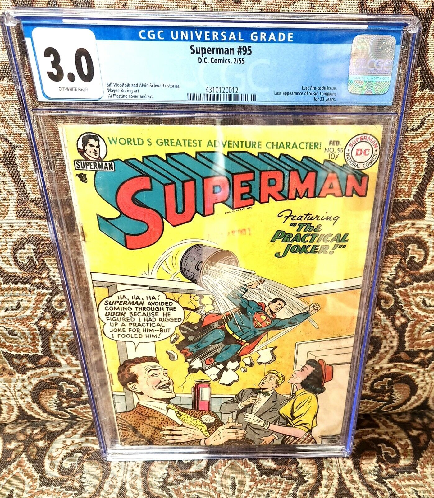 SUPERMAN 95 CGC 30 OFFWHITE PAGES LAST PRE CODE ISSUE Golden Age DC 1955
