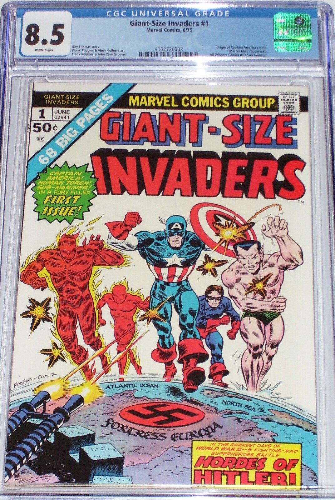 GiantSize Invaders 1 CGC 85 June 1975 Origin of Captain America retold