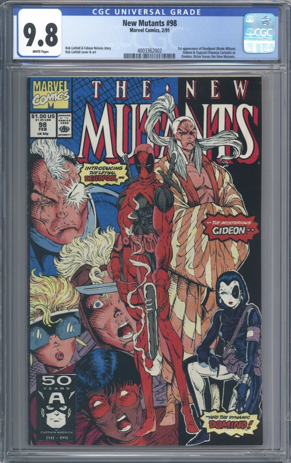 New Mutants 98 CGC 98 Absolutely Stunning  White Pages 1st App of Deadpool